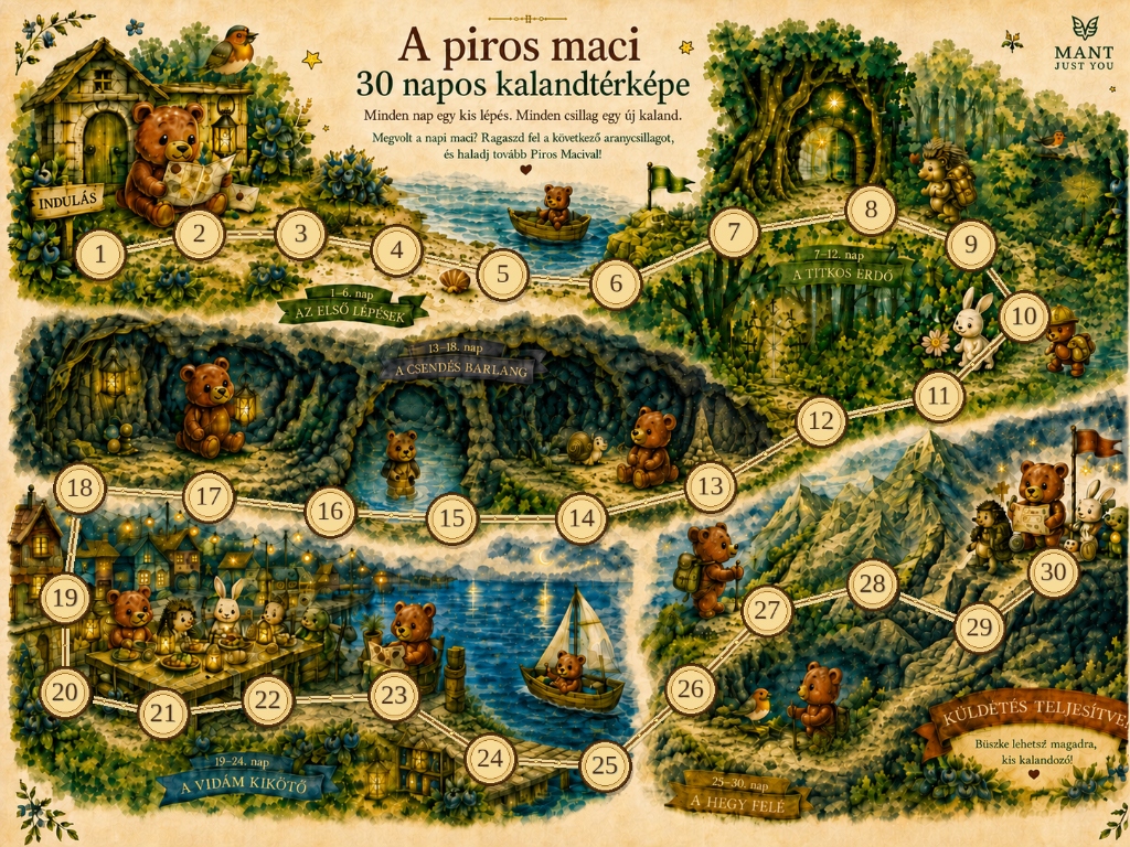 A piros maci 30 napos kalandtérképe