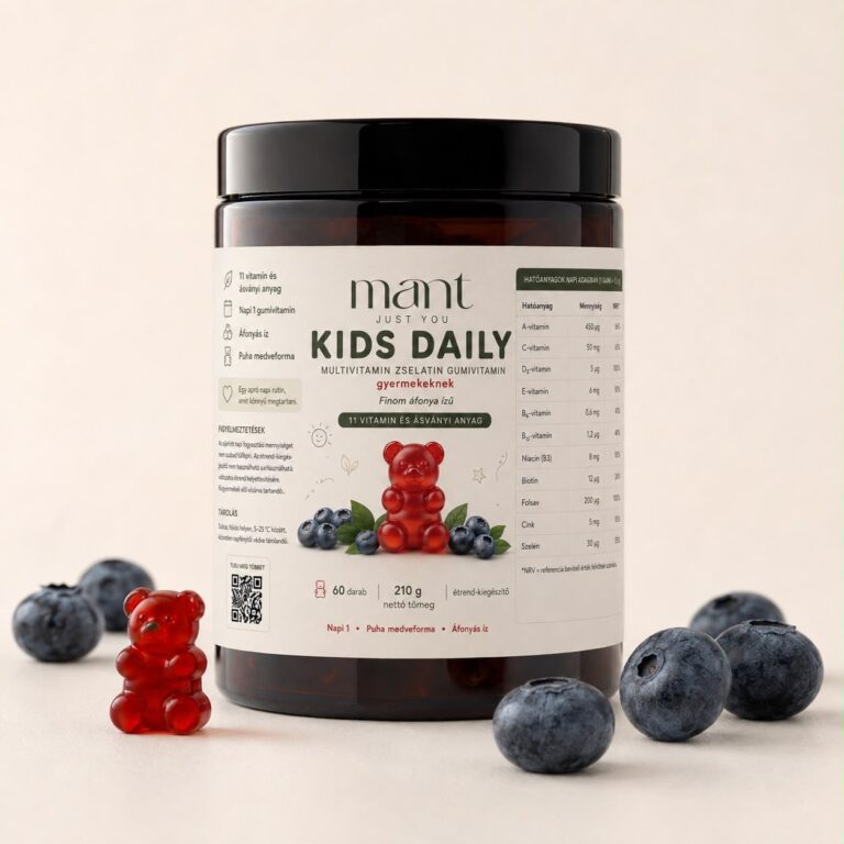 MANT Kids Daily barna tégely piros medve gumivitaminnal és áfonyával