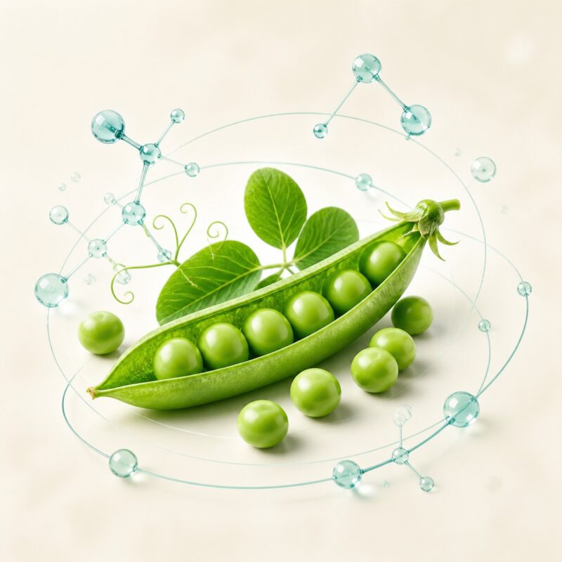 Niacin- és B3-vitamin-forrásként ábrázolt zöldborsó prémium illusztráción